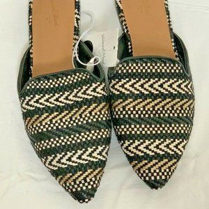 Woven  Slip On Mules Black White Tan Sz 6 NEW
